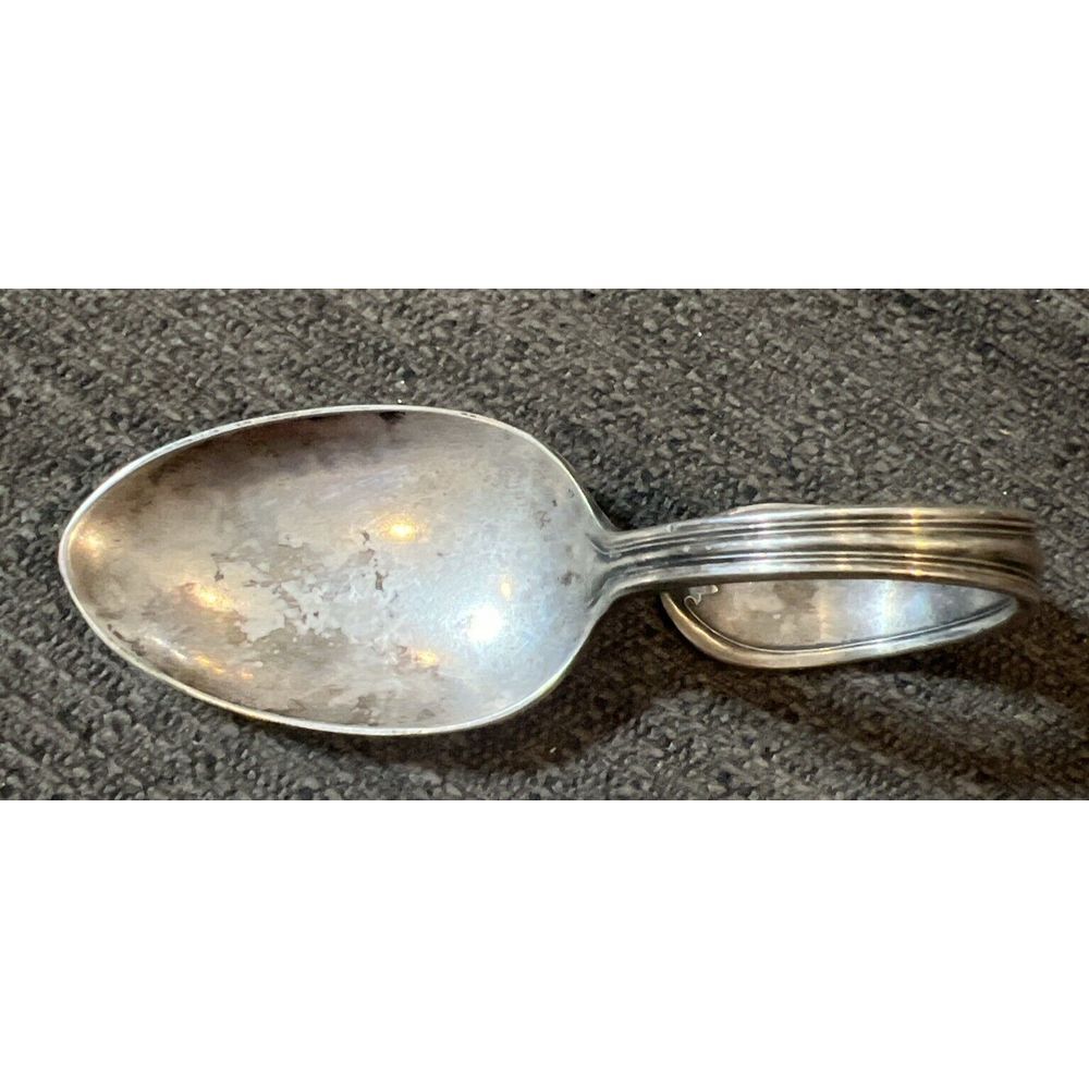 WM Rogers & Son AA Antique Curved Handle Floral Spoon Silver Plate